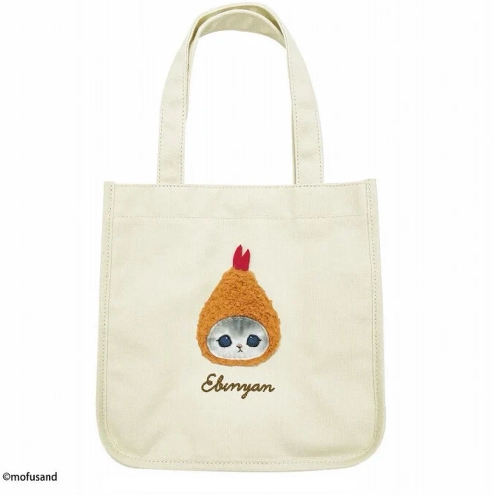 Marimocraft Mofusand kitty cat fluffy ebinyan tempura shrimp canvas tote bag